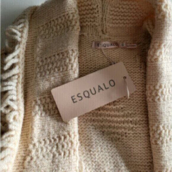 ESQUALO Fringe Knit Cardigan Sweater NWT Women's Sz Lrg - Picture 5 of 14